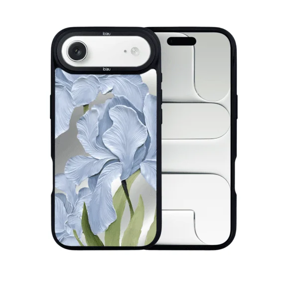 Etui do iPhone AIR IBIZU DropGuard Matt z MagSafe, Relief Garden, Błękitny Irys (8)