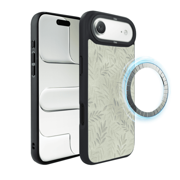Etui do iPhone AIR IBIZU DropGuard Matt z MagSafe, Relief Garden, Ślad oliwki (6)