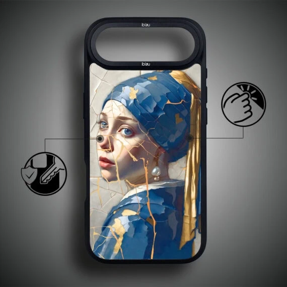 Etui do iPhone Air IBIZU DropGuard Matt z MagSafe, Kintsugi Art, kobieta z perłą (1)