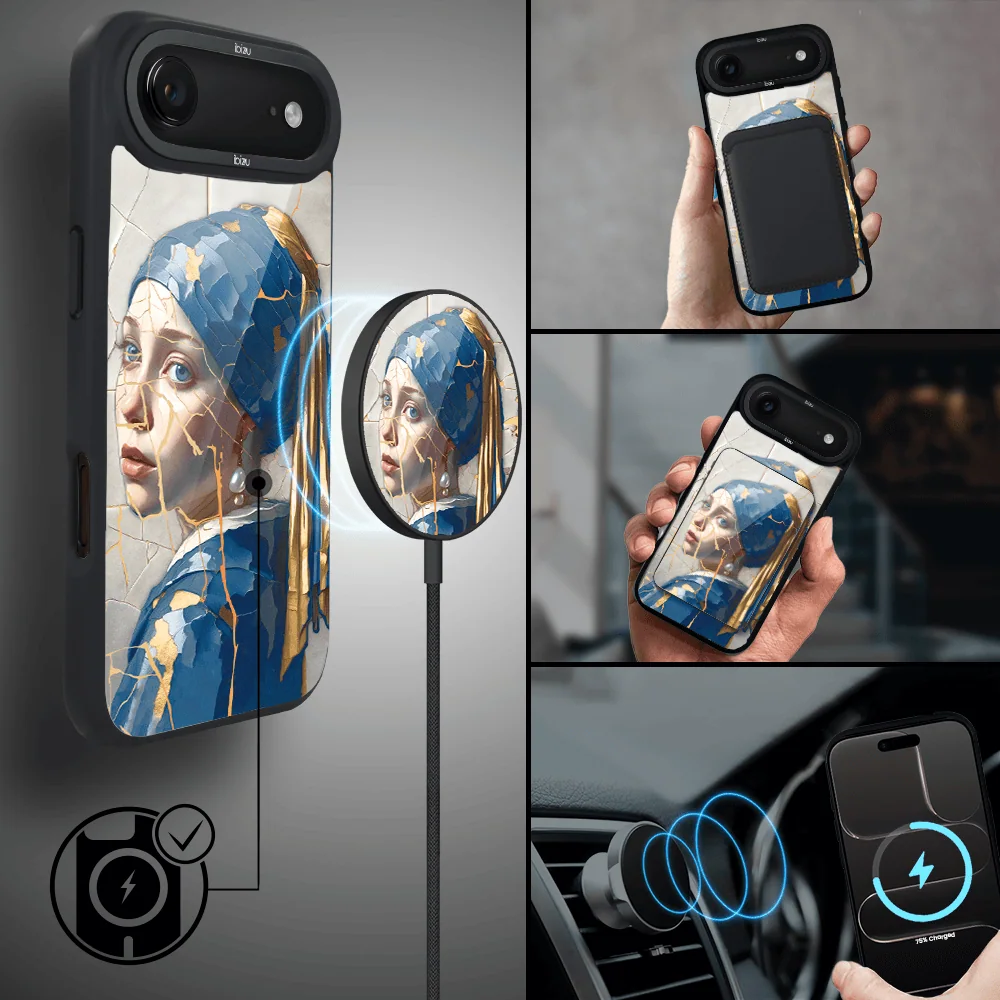 Etui do iPhone Air IBIZU DropGuard Matt z MagSafe, Kintsugi Art, kobieta z perłą (2)