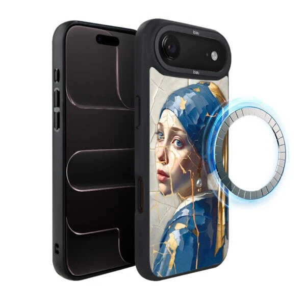 Etui do iPhone Air IBIZU DropGuard Matt z MagSafe, Kintsugi Art, kobieta z perłą (8)