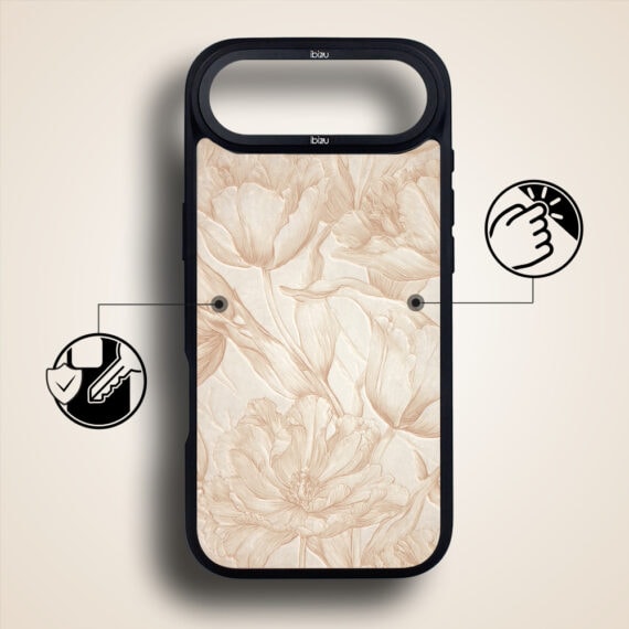Etui do iPhone Air IBIZU DropGuard Matt z MagSafe, Relief Garden, Botaniczny biskwit (4)