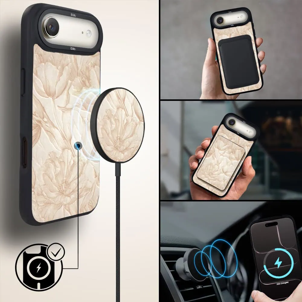Etui do iPhone Air IBIZU DropGuard Matt z MagSafe, Relief Garden, Botaniczny biskwit (5)