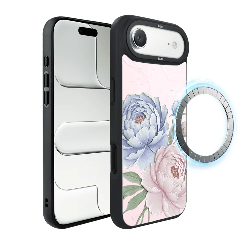 Etui do iPhone Air IBIZU DropGuard Matt z MagSafe, Relief Garden, Piwoniowy róż (2)