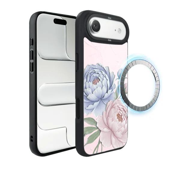 Etui do iPhone Air IBIZU DropGuard Matt z MagSafe, Relief Garden, Piwoniowy róż (2)