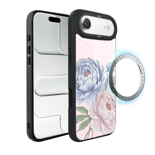 Etui do iPhone Air IBIZU DropGuard Matt z MagSafe, Relief Garden, Piwoniowy róż (2)