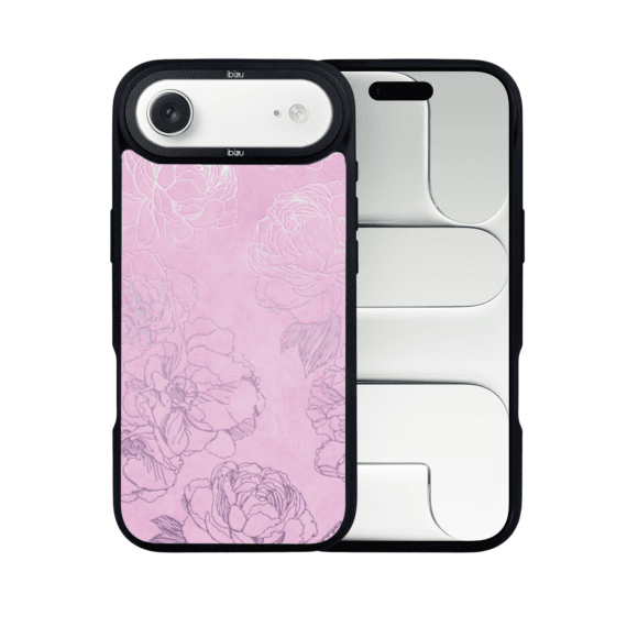 Etui do iPhone Air IBIZU DropGuard Matt z MagSafe, Relief Garden, Różowe piwonie (3)