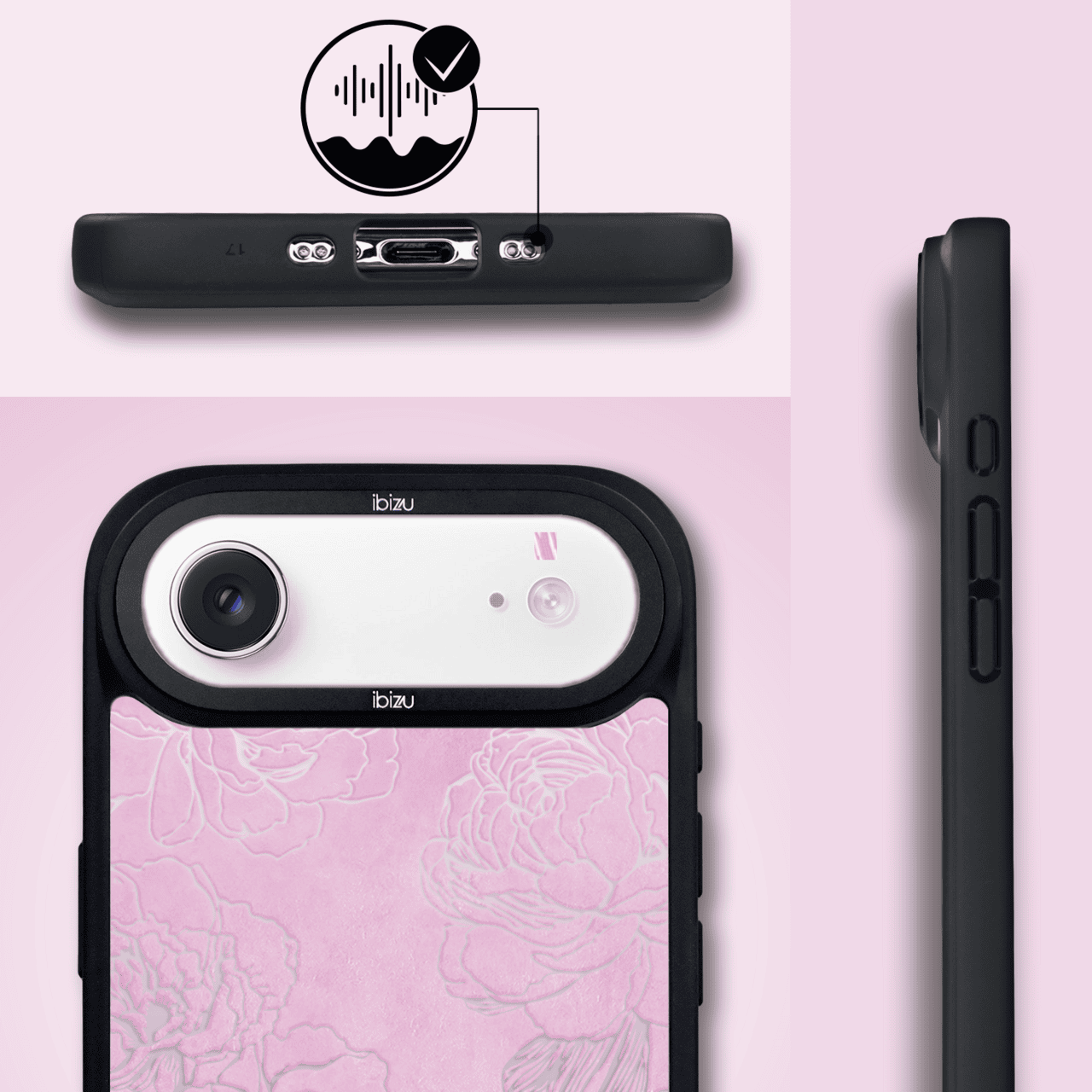 Etui do iPhone Air IBIZU DropGuard Matt z MagSafe, Relief Garden, Różowe piwonie (5)