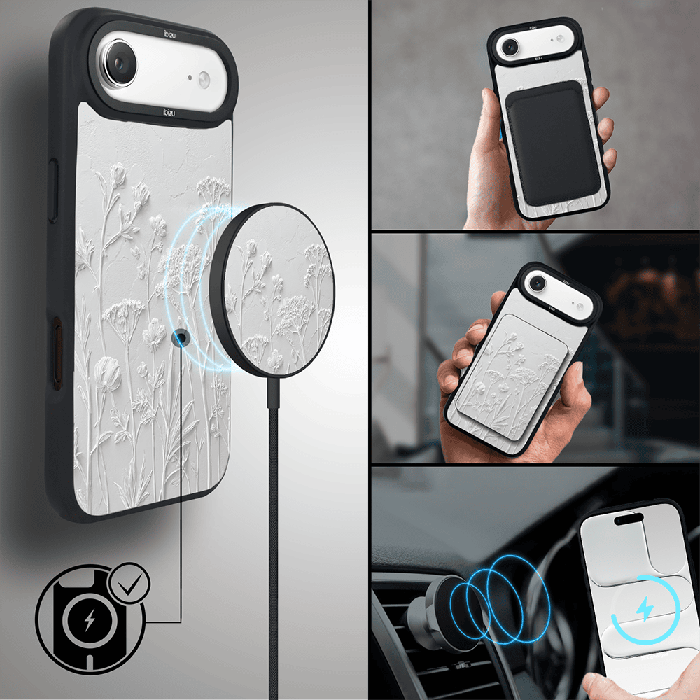 Etui do iPhone Air IBIZU DropGuard Matt z MagSafe, Relief Garden, Suszone kwiaty polne (3)