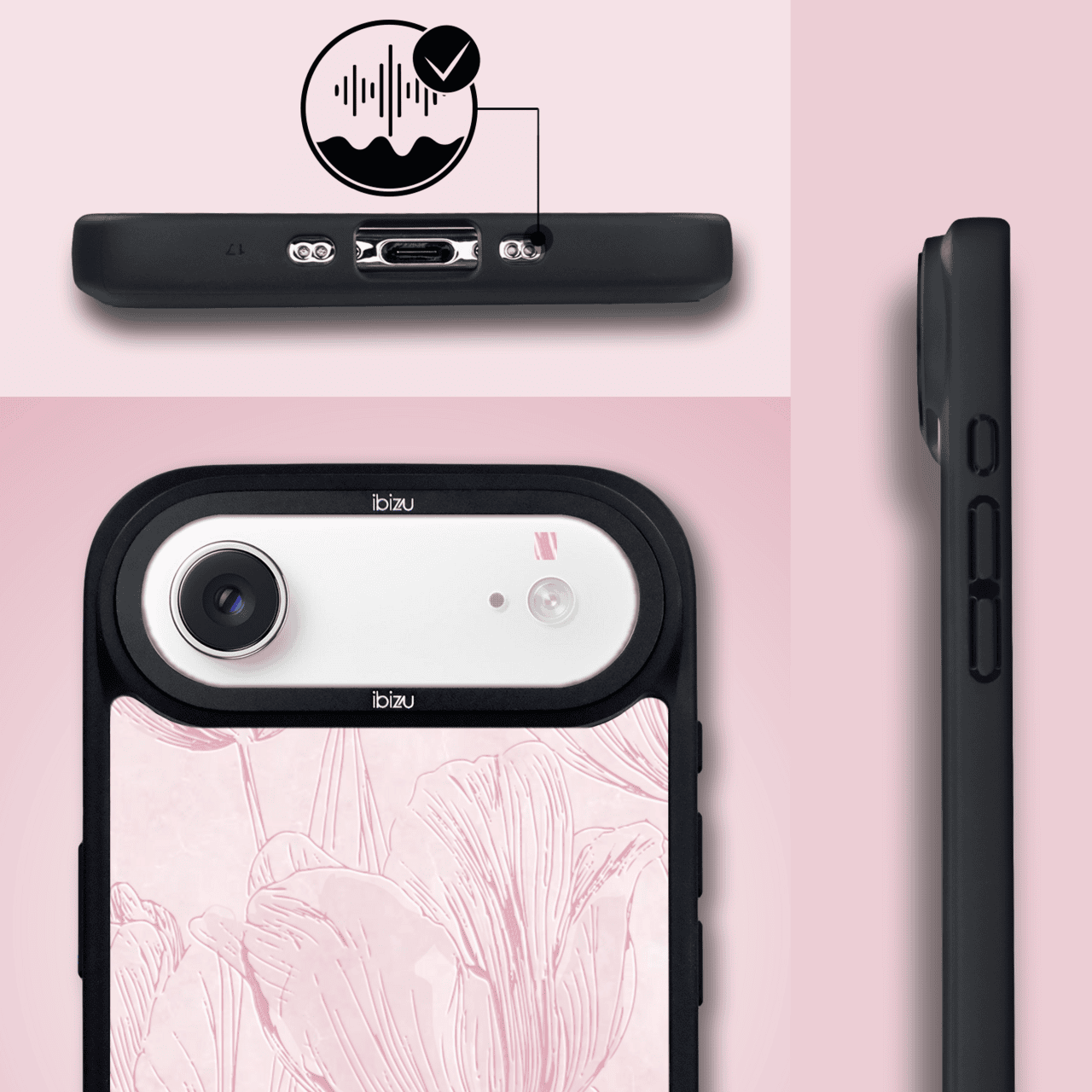 Etui do iPhone Air IBIZU DropGuard Matt z MagSafe, Relief Garden, Tulipanowy fresk2