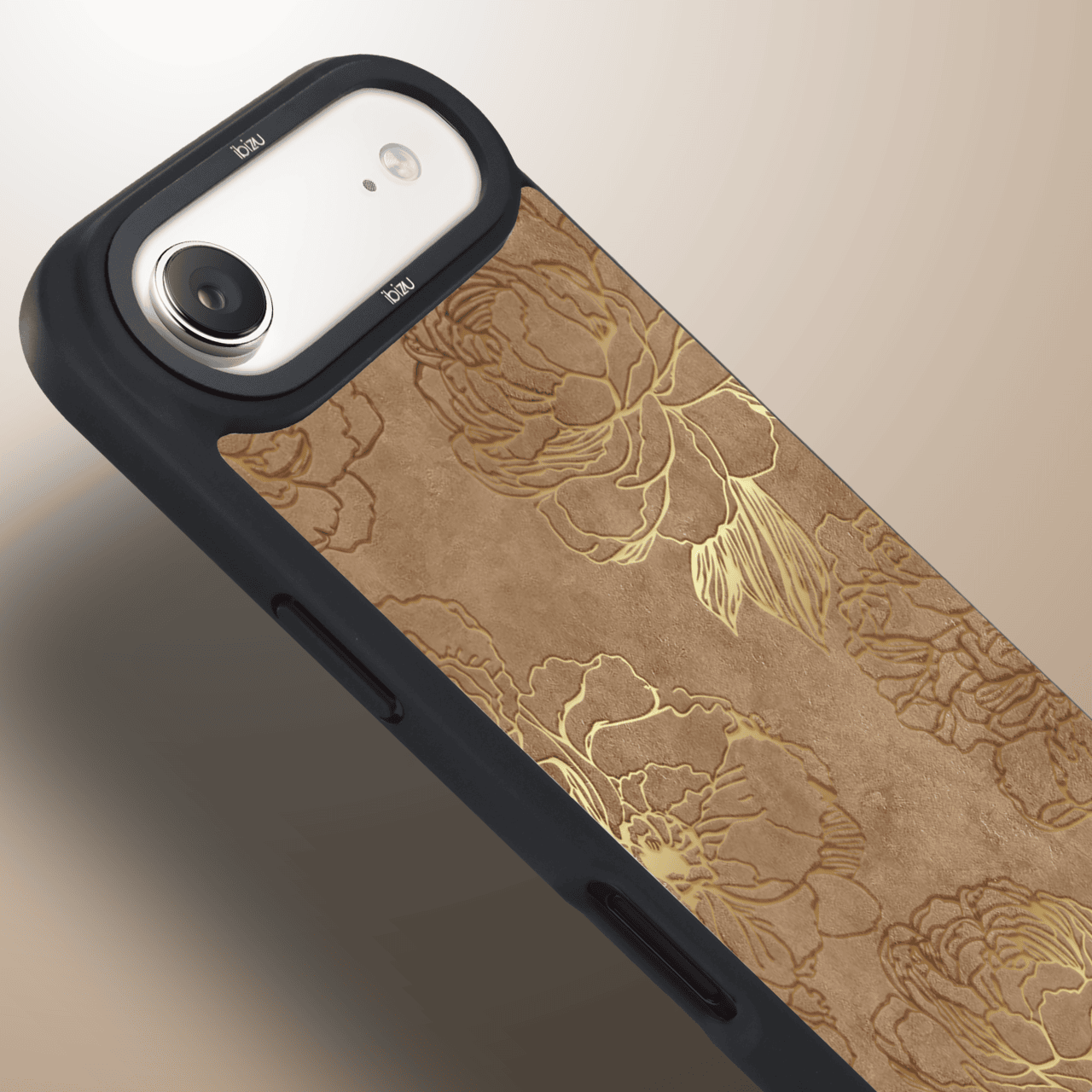 Etui do iPhone Air IBIZU DropGuard Matt z MagSafe, Relief Garden, Złote piwonie (2)