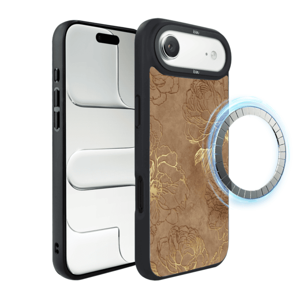 Etui do iPhone Air IBIZU DropGuard Matt z MagSafe, Relief Garden, Złote piwonie (5)
