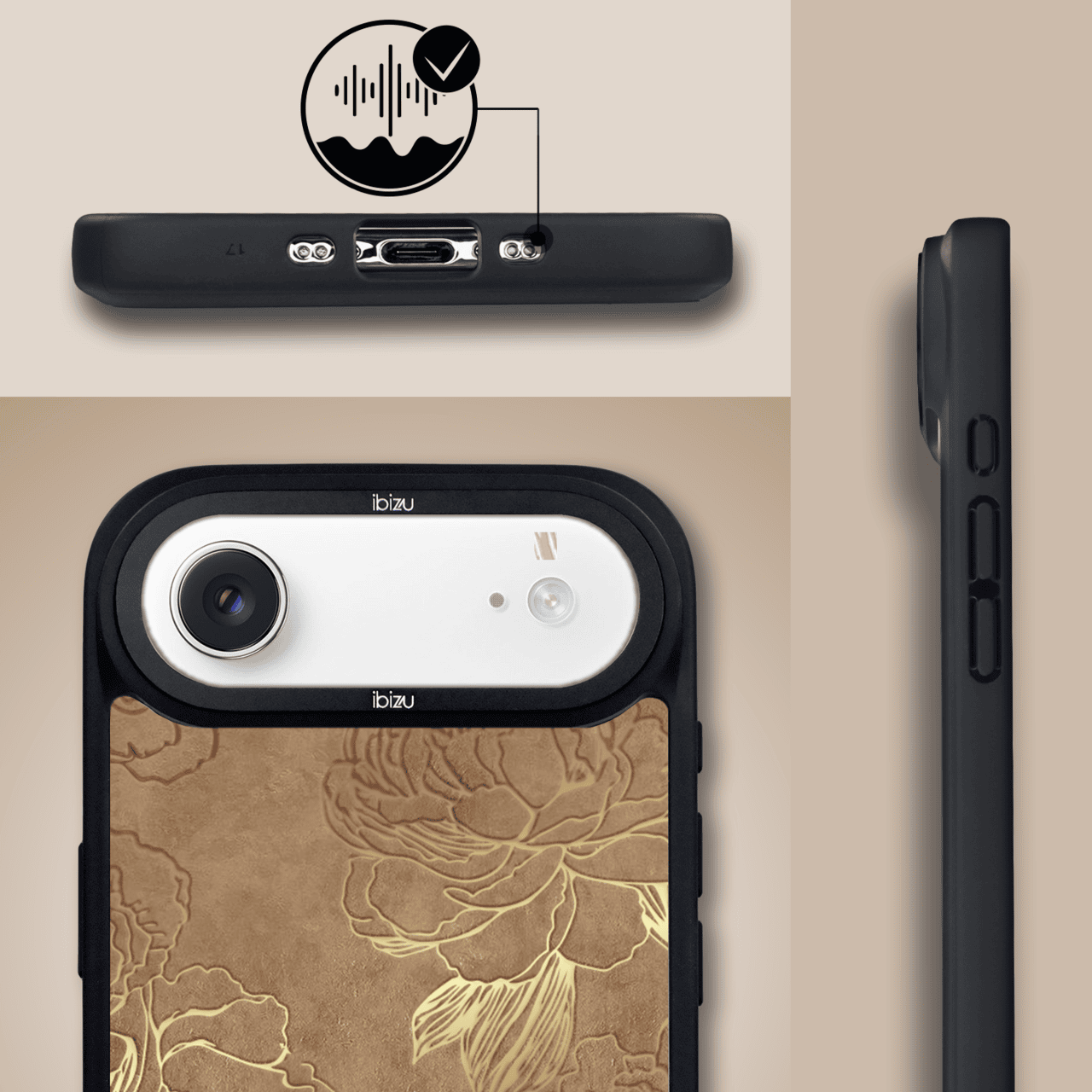 Etui do iPhone Air IBIZU DropGuard Matt z MagSafe, Relief Garden, Złote piwonie (8)