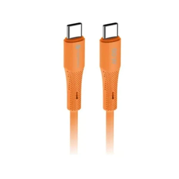 Kabel 2xUSB Typ C do iPhone 15:16:17, tableta, laptopa, Apple CarPlay, szybkie ładowanie, 1 metr, pomarańczowy