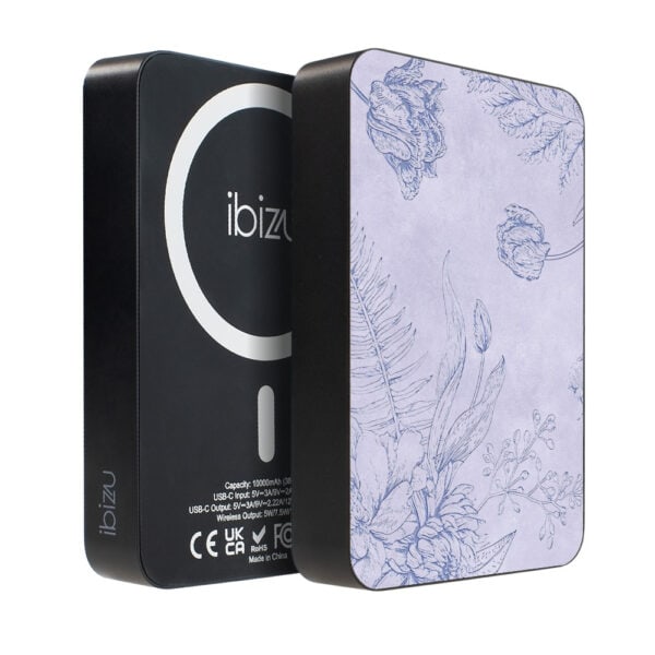 Powerbank IBIZU MagPower 10k do iPhone z MagSafe, solidny, aluminiowy, 10 000 mAh, Kwiatowa płaskorzeźba (2)