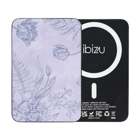 Powerbank IBIZU MagPower 10k do iPhone z MagSafe, solidny, aluminiowy, 10 000 mAh, Kwiatowa płaskorzeźba (3)