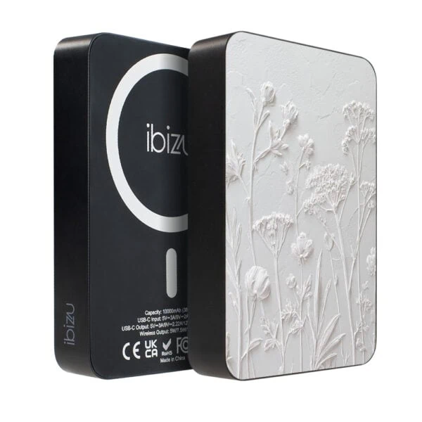 Powerbank IBIZU MagPower 10k do iPhone z MagSafe, solidny, aluminiowy, 10 000 mAh, Suszone kwiaty polne (2)