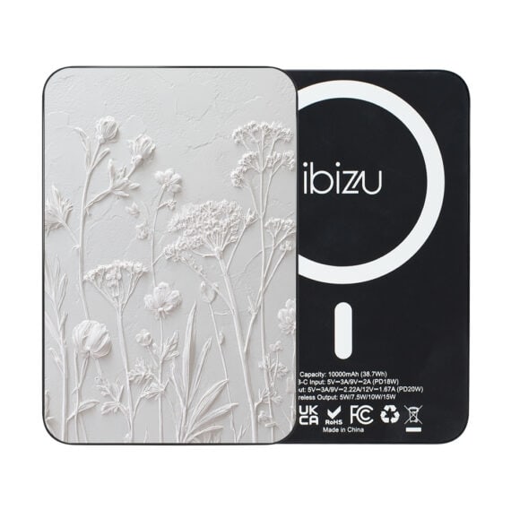 Powerbank IBIZU MagPower 10k do iPhone z MagSafe, solidny, aluminiowy, 10 000 mAh, Suszone kwiaty polne (3)