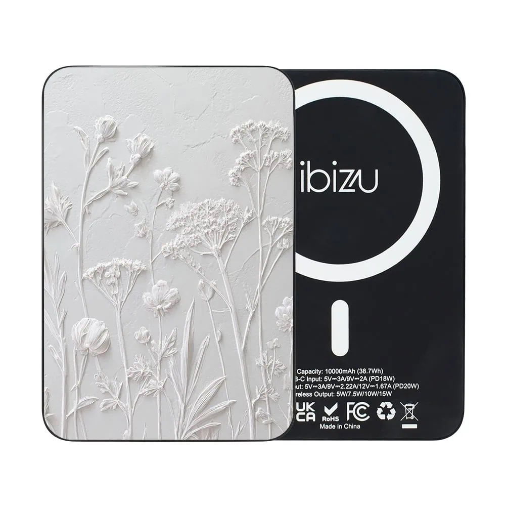 Powerbank IBIZU MagPower 10k do iPhone z MagSafe, solidny, aluminiowy, 10 000 mAh, Suszone kwiaty polne (3)