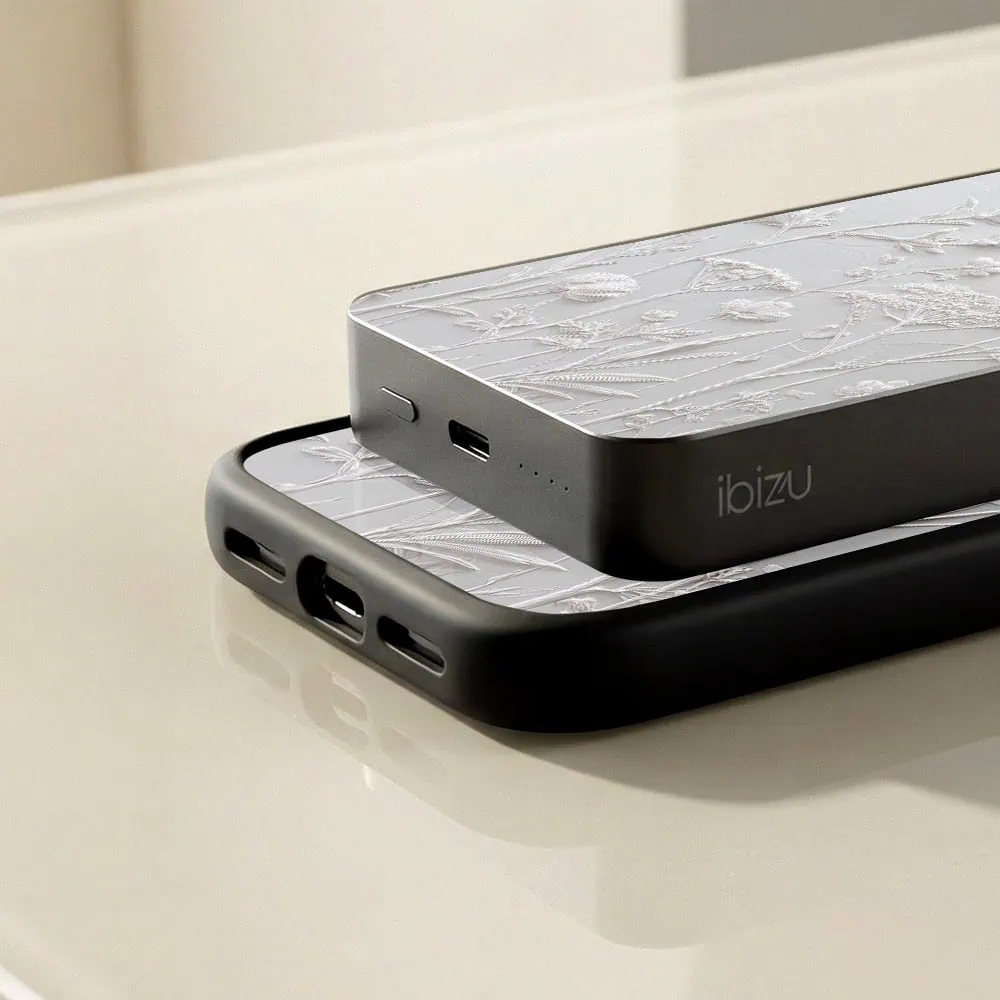 Powerbank IBIZU MagPower 10k do iPhone z MagSafe, solidny, aluminiowy, 10 000 mAh, Suszone kwiaty polne (8)