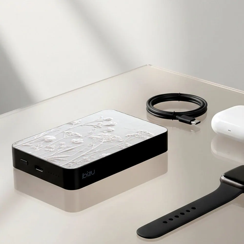 Powerbank IBIZU MagPower 10k do iPhone z MagSafe, solidny, aluminiowy, 10 000 mAh, Suszone kwiaty polne (9)