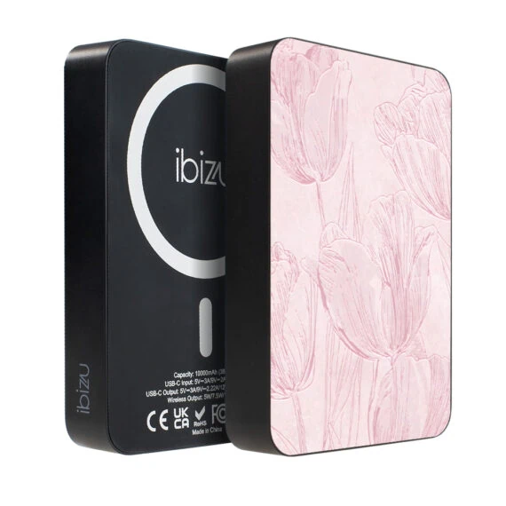 Powerbank IBIZU MagPower 10k do iPhone z MagSafe, solidny, aluminiowy, 10 000 mAh, Tulipanowy fresk (2)