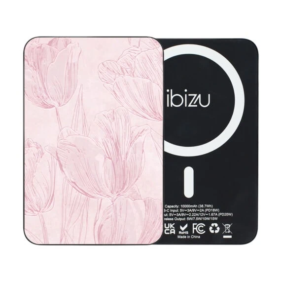 Powerbank IBIZU MagPower 10k do iPhone z MagSafe, solidny, aluminiowy, 10 000 mAh, Tulipanowy fresk (3)