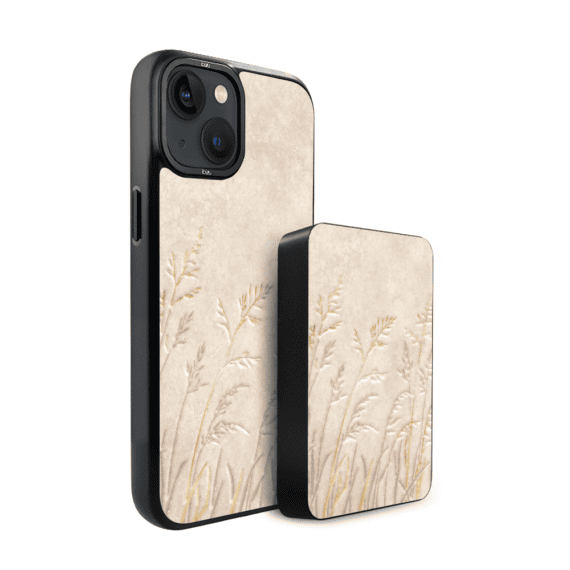 Zestaw IBIZU do iPhone 14 Plus etui i powerbank, Relief Garden, Kłosy z piaskowca (3)
