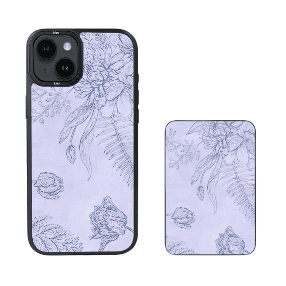 Zestaw IBIZU do iPhone 14 Plus etui i powerbank, Relief Garden, Kwiatowa płaskorzeźba (2)