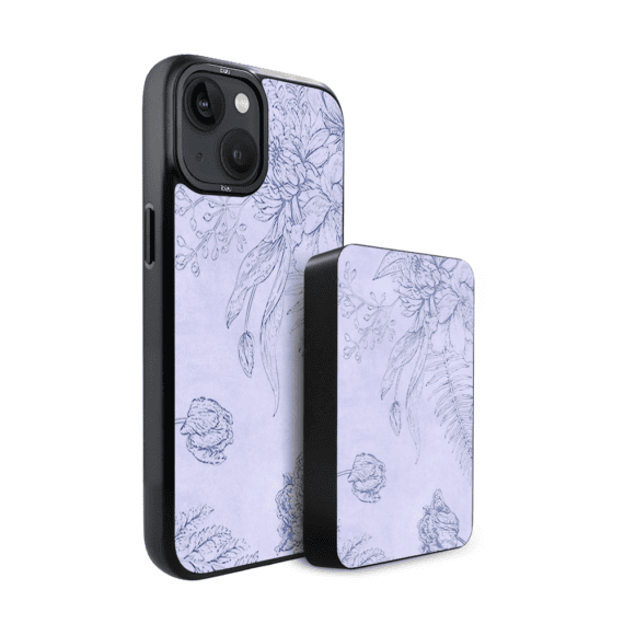 Zestaw IBIZU do iPhone 14 Plus etui i powerbank, Relief Garden, Kwiatowa płaskorzeźba (5)
