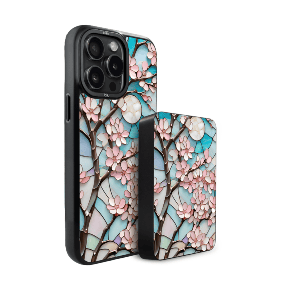Zestaw IBIZU do iPhone 14 Pro Max etui i powerbank, Barwy szkła, Księżycowa wiśnia (1)
