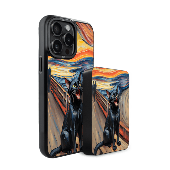 Zestaw IBIZU do iPhone 14 Pro Max etui i powerbank, Edvard Munch, krzyk kota (1)