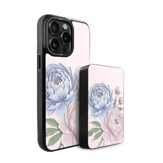 Zestaw IBIZU do iPhone 14 Pro Max etui i powerbank, Relief Garden, Piwoniowy róż (3)