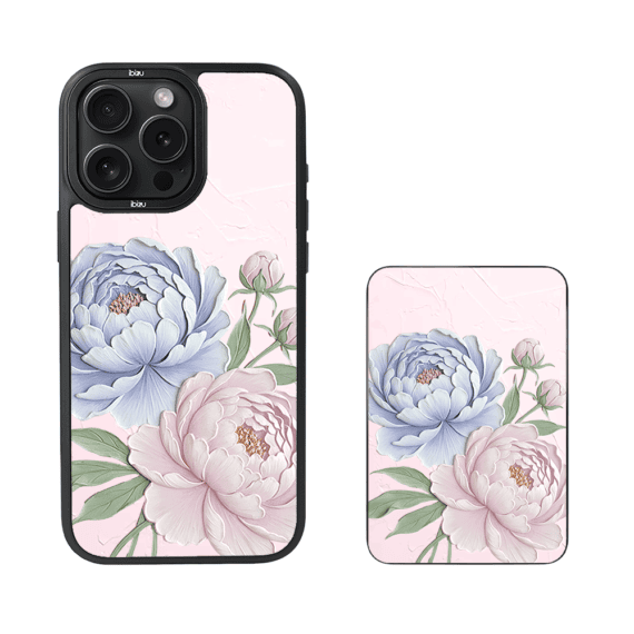 Zestaw IBIZU do iPhone 14 Pro Max etui i powerbank, Relief Garden, Piwoniowy róż (5)