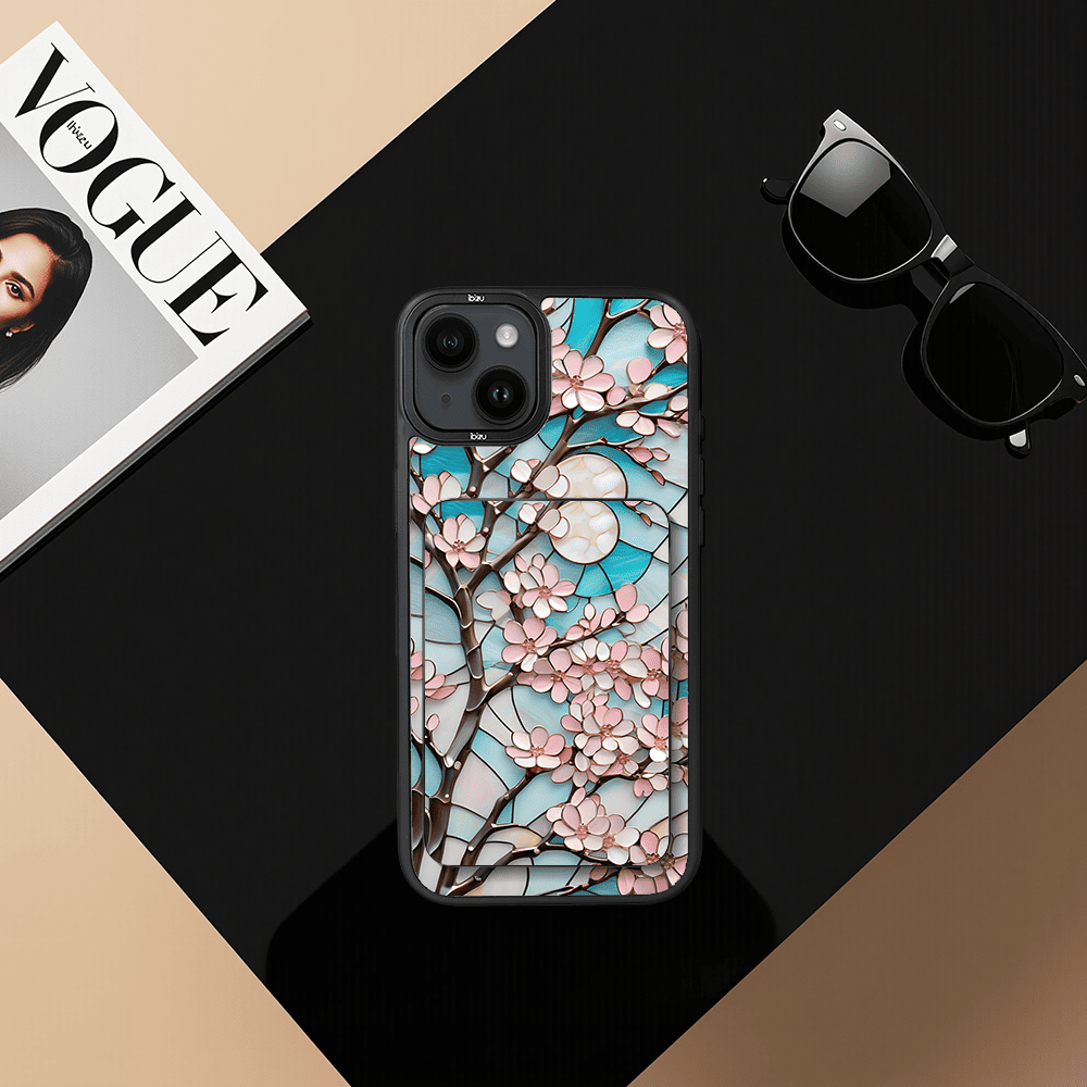 Zestaw IBIZU do iPhone 14 etui i powerbank, Barwy szkła, Księżycowa wiśnia (5)
