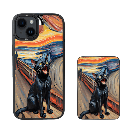 Zestaw IBIZU do iPhone 14 etui i powerbank, Edvard Munch, krzyk kota (4)