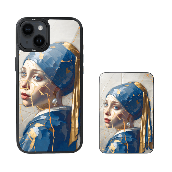 Zestaw IBIZU do iPhone 14 etui i powerbank, Kintsugi Art, kobieta z perłą (5)