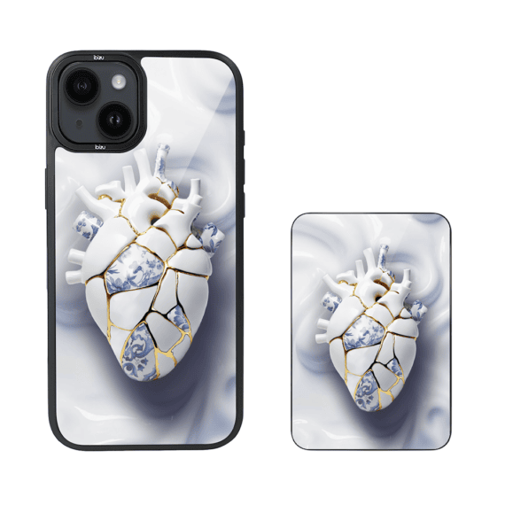 Zestaw IBIZU do iPhone 14 etui i powerbank, Kintsugi Art, porcelanowe serce (5)