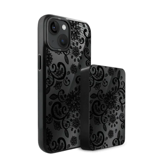 Zestaw IBIZU do iPhone 14 etui i powerbank, Midnight, Koronkowa czerń (2)