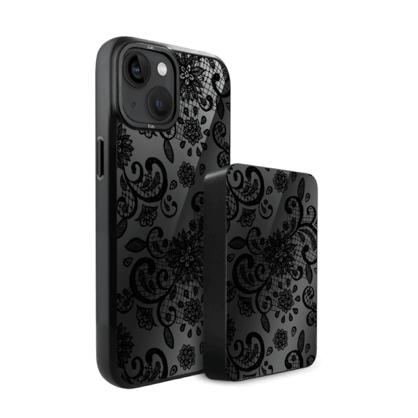 Zestaw IBIZU do iPhone 14 Plus: etui i powerbank, Midnight, Koronkowa czerń