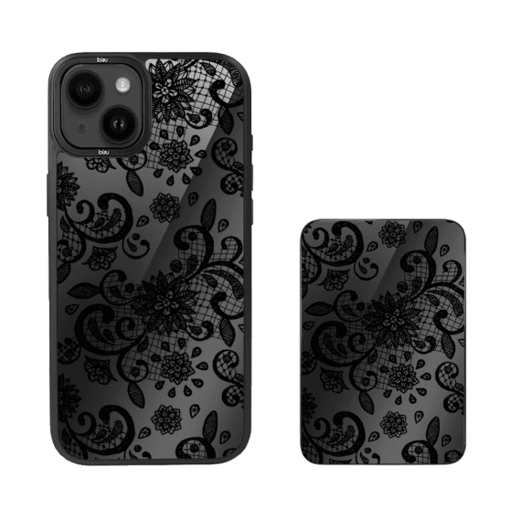 Zestaw IBIZU do iPhone 14 etui i powerbank, Midnight, Koronkowa czerń (5)