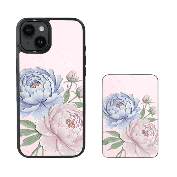 Zestaw IBIZU do iPhone 14 etui i powerbank, Relief Garden, Piwoniowy róż (5)