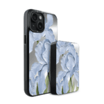 Zestaw IBIZU do iPhone 15 Plus etui i powerbank, Relief Garden, Błękitny irys (4)