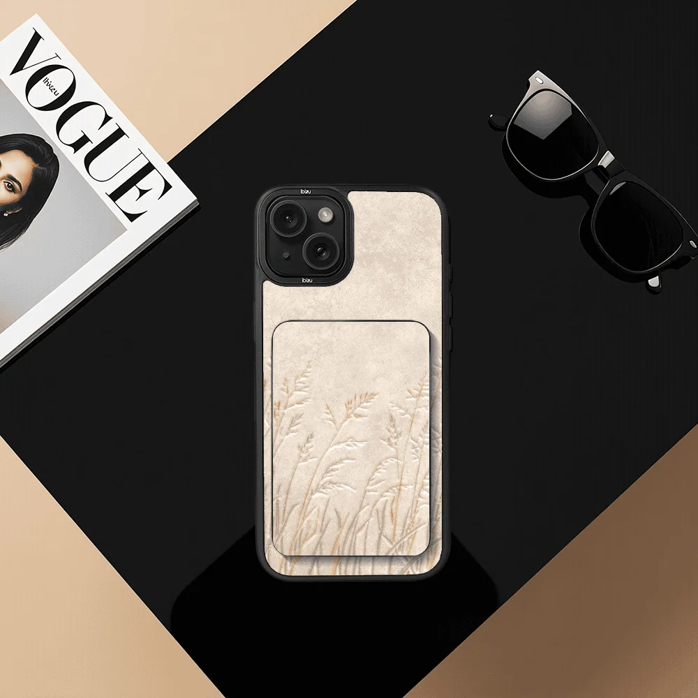 Zestaw IBIZU do iPhone 15 Plus etui i powerbank, Relief Garden, Kłosy z piaskowca (5)