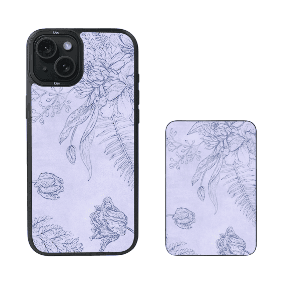 Zestaw IBIZU do iPhone 15 Plus etui i powerbank, Relief Garden, Kwiatowa płaskorzeźba (1)