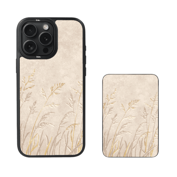 Zestaw IBIZU do iPhone 15 Pro Max etui i powerbank, Relief Garden, Kłosy z piaskowca (3)