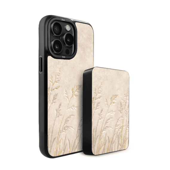 Zestaw IBIZU do iPhone 15 Pro Max etui i powerbank, Relief Garden, Kłosy z piaskowca (5)