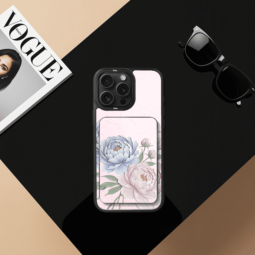 Zestaw IBIZU do iPhone 15 Pro Max etui i powerbank, Relief Garden, Piwoniowy róż (2)