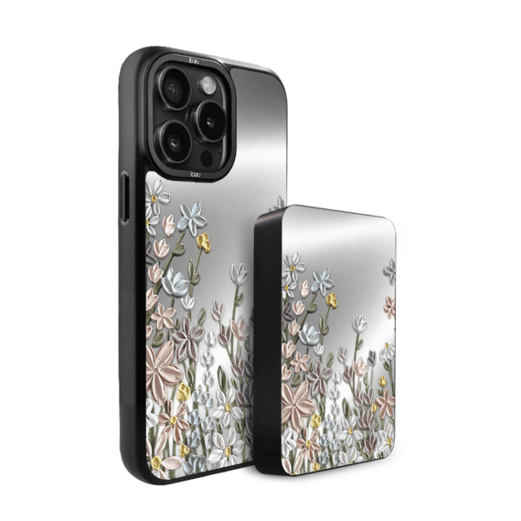 Zestaw IBIZU do iPhone 15 Pro Max etui i powerbank, Relief Garden, Wiosenna łąka (1)
