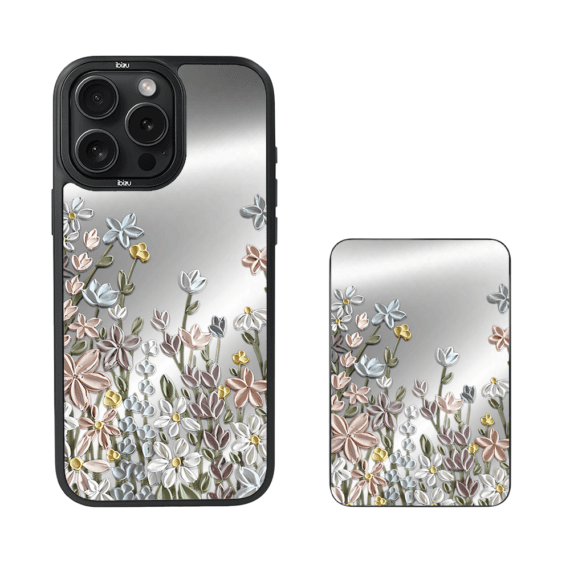 Zestaw IBIZU do iPhone 15 Pro Max etui i powerbank, Relief Garden, Wiosenna łąka (4)